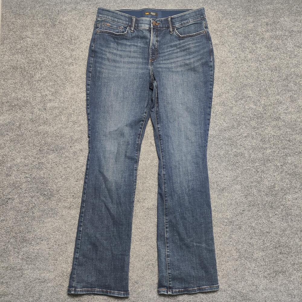 Lee Regular Fit Bootcut Jeans Womens 14 Long Medium Wash Mid Rise Stretch Denim